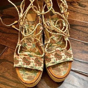 Tory Burch Positano Lace-up Espadrilles Sandals Platform